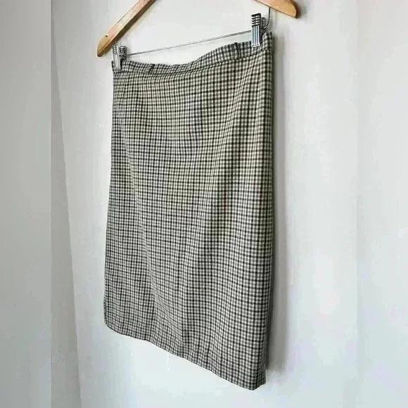 Vintage Marks and Spencer Tan Plaid Pencil Skirt Preppy Prep Old Money Small - Picture 2 of 12